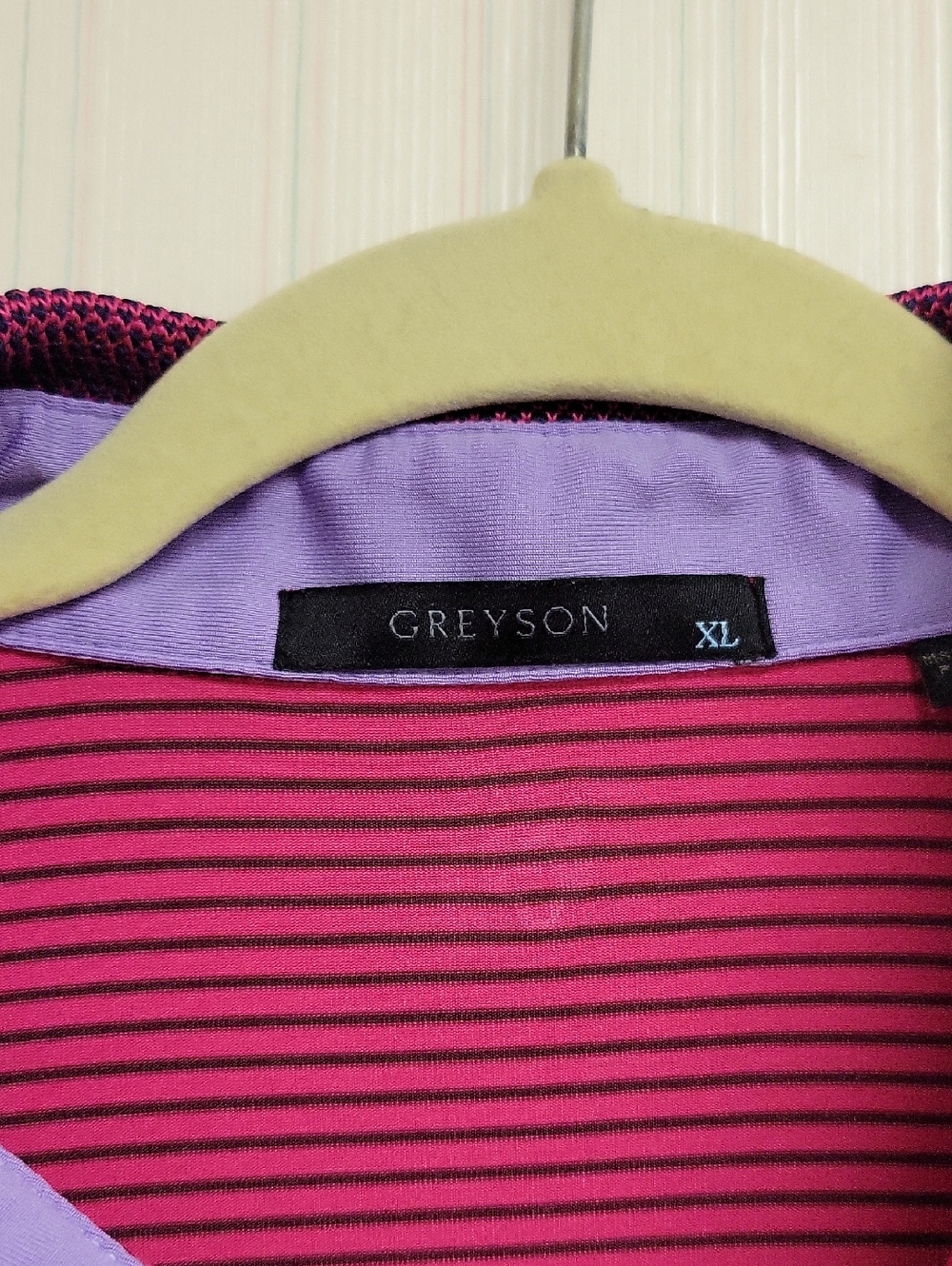Greyson Men's Fushia & Navy Arcadia Stripe Polo XL Golf Business Summer Tennis - Picture 2 of 6